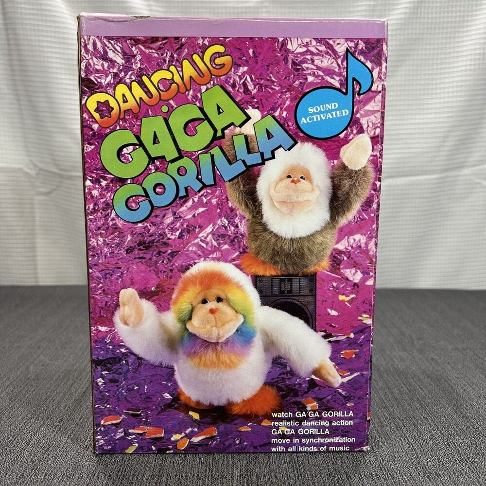 Vintage”DANCING GAGA GORILLA” Plush Animated w/Box & Instructions 1986 READ